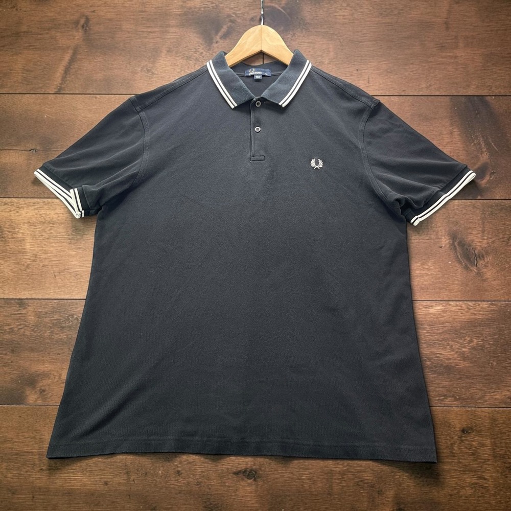 Fred Perry Mens XXL Black Twin Tipped Pique Polo Short Sleeve Laurel Wreath